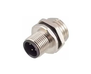 M12 Male Front Mount Panel Socket Connector – Solder, M16×1.5 / PG9