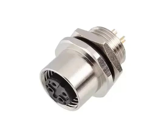 M12 Female Front Mount Panel Socket Connector – Solder, M16×1.5 / PG9
