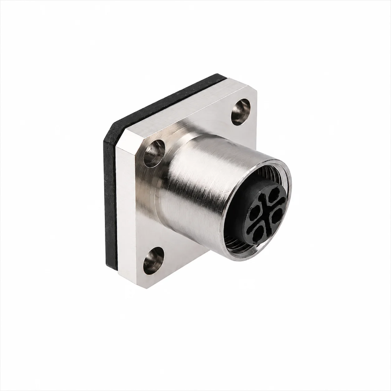 M12 Power Type Square Flange Female Socket