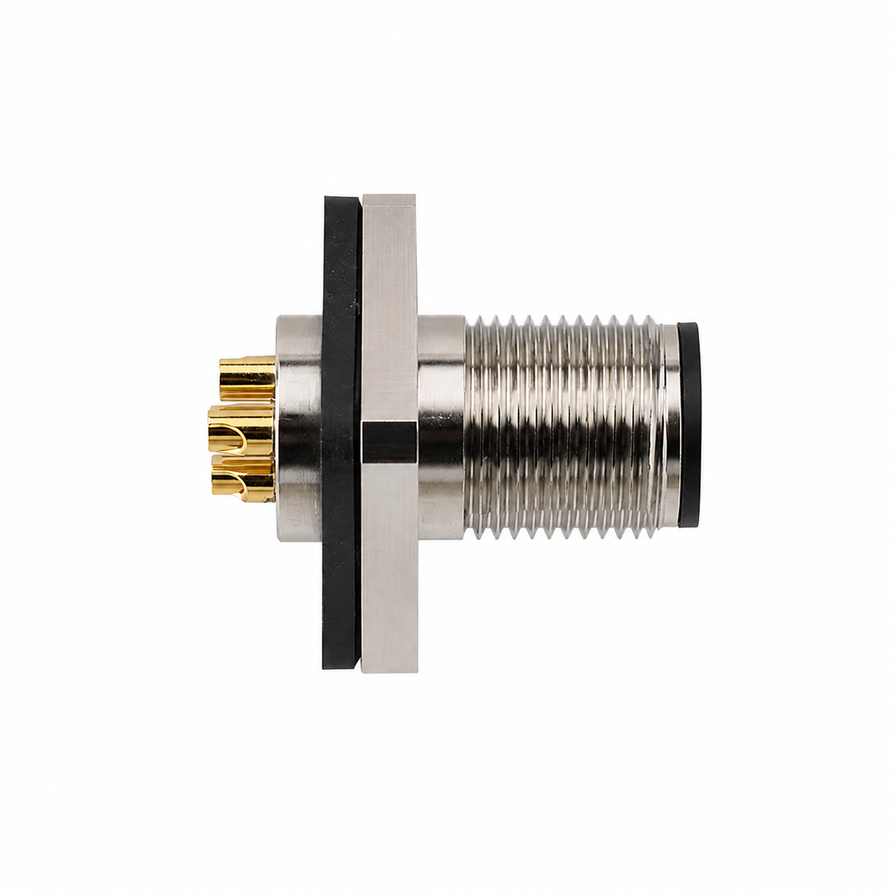 M12 Square Flange Panel Socket Male, Power Type