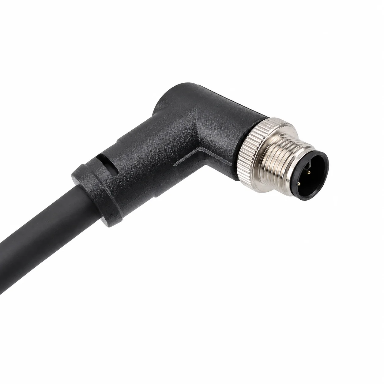M12 Power Type Angled Male Plastic Plug – Overmolded