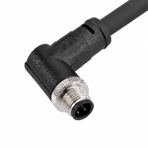 M12 Power Type Angled Male Plastic Plug – Overmolded