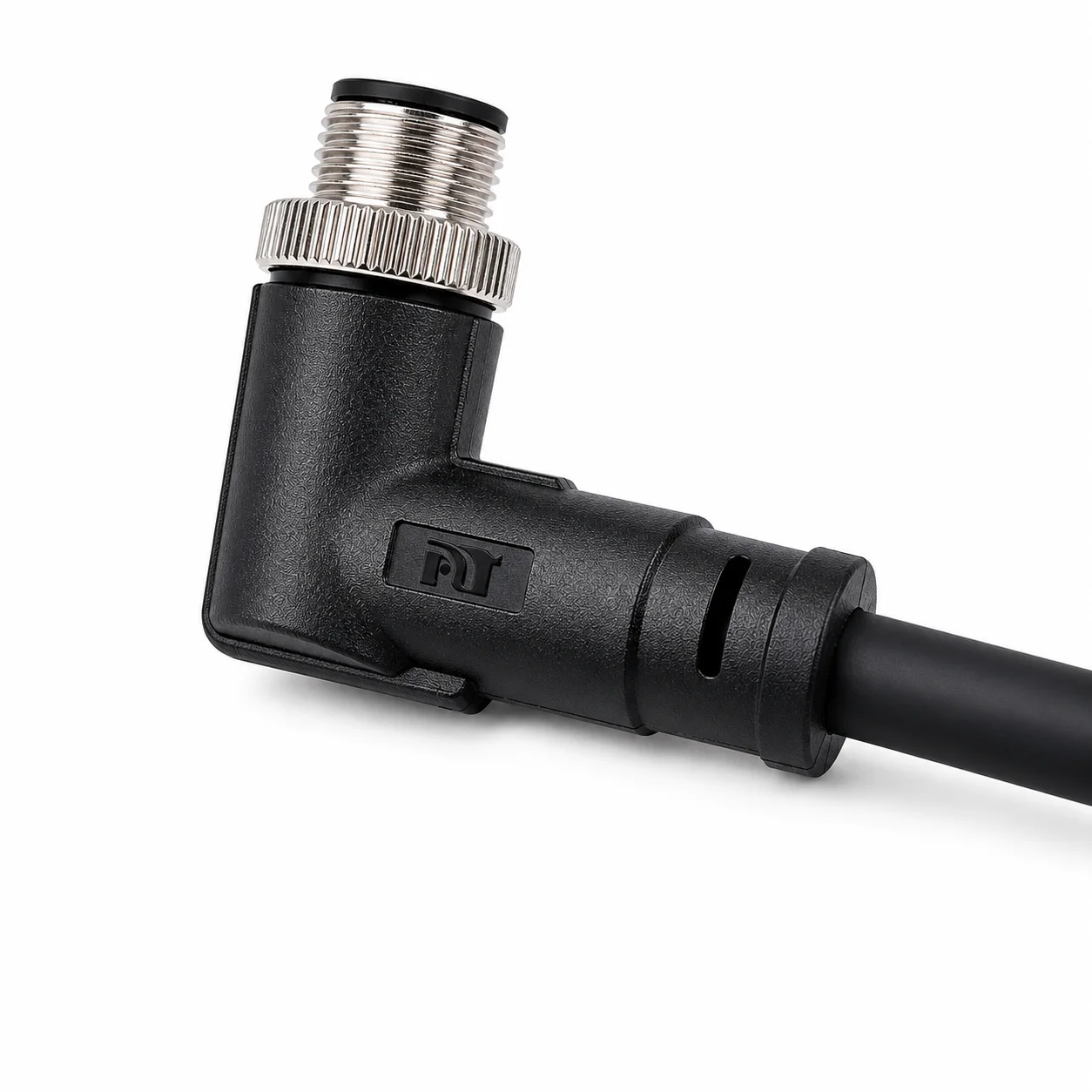 M12 Power Type Angled Male Plastic Plug – Overmolded