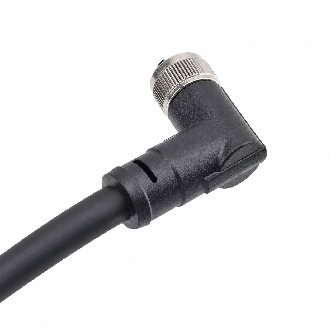 M12 Power Type Angled Female Plastic Plug – Overmolded