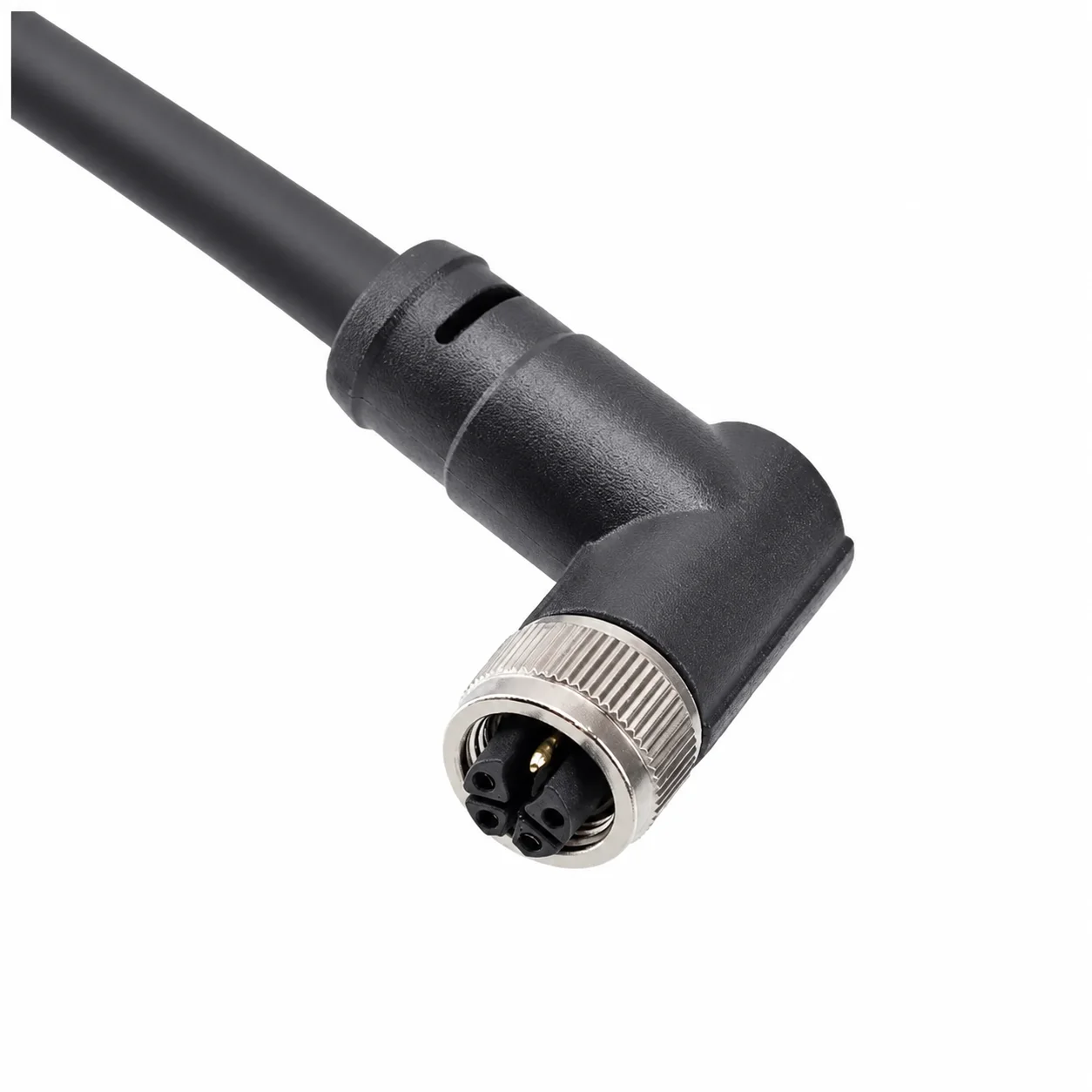 M12 Power Type Angled Female Plastic Plug – Overmolded