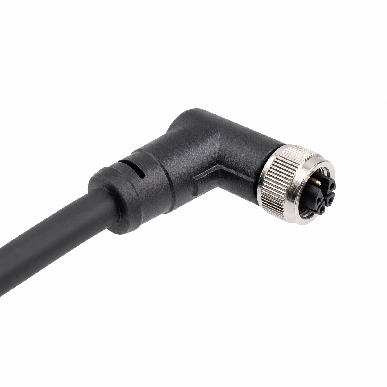 M12 Power Type Angled Female Plastic Plug – Overmolded