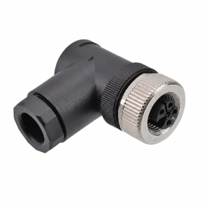 M12 Power Type Angled Female Plastic Assembled Plug – Screw