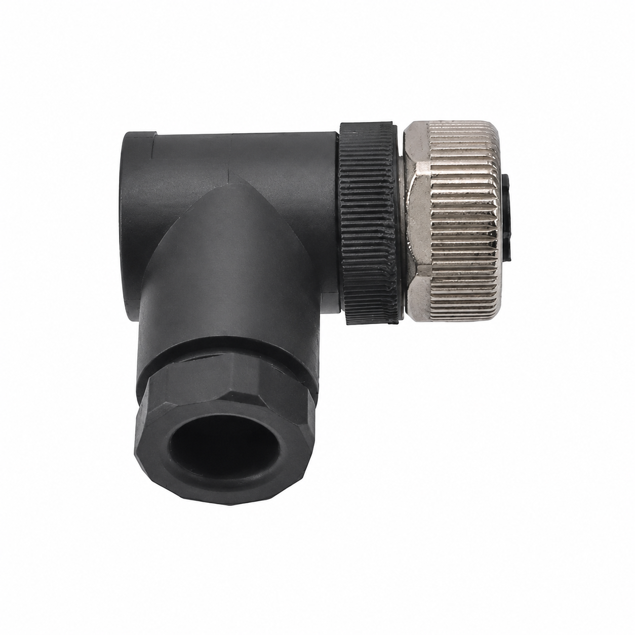 M12 Power Type Angled Female Plastic Assembled Plug – Screw