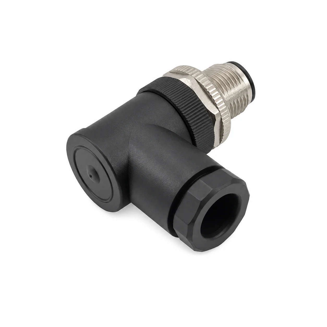M12 Power Type Angled Male Plastic Assembled Plug – Screw
