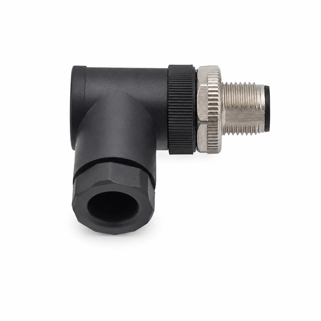 M12 Power Type Angled Male Plastic Assembled Plug – Screw
