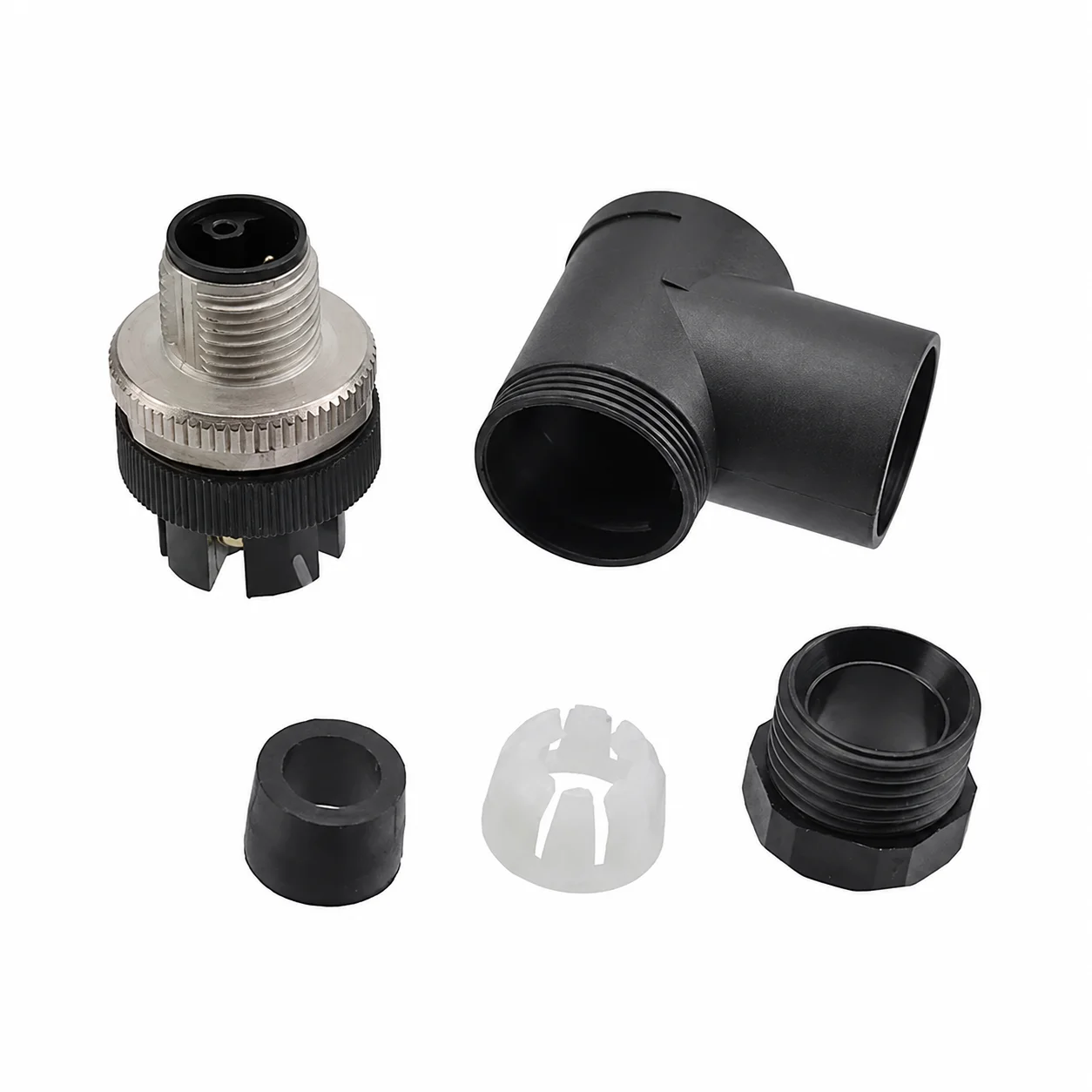 M12 Power Type Angled Male Plastic Assembled Plug – Screw