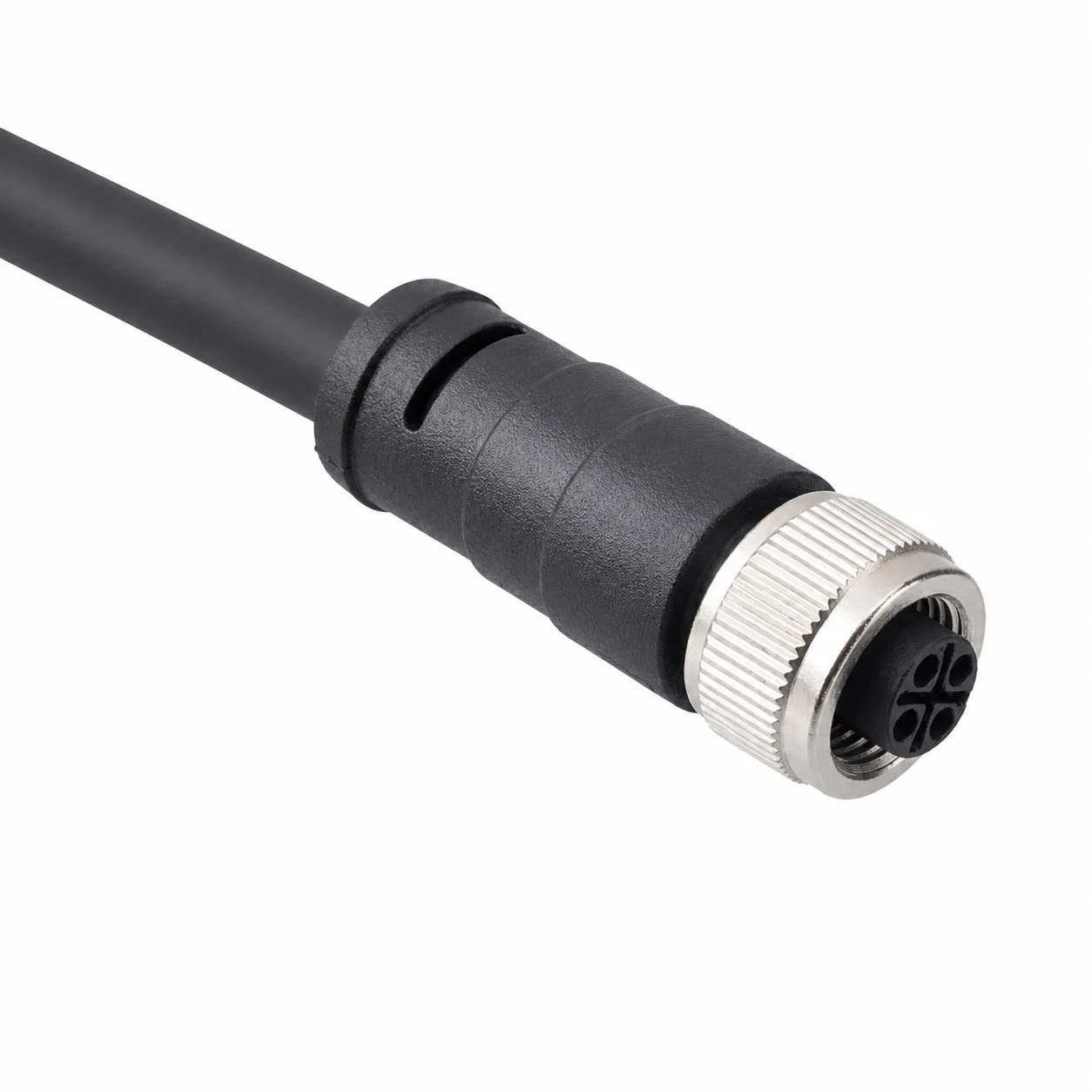 M12 Power Type Straight Female Overmolded Plug