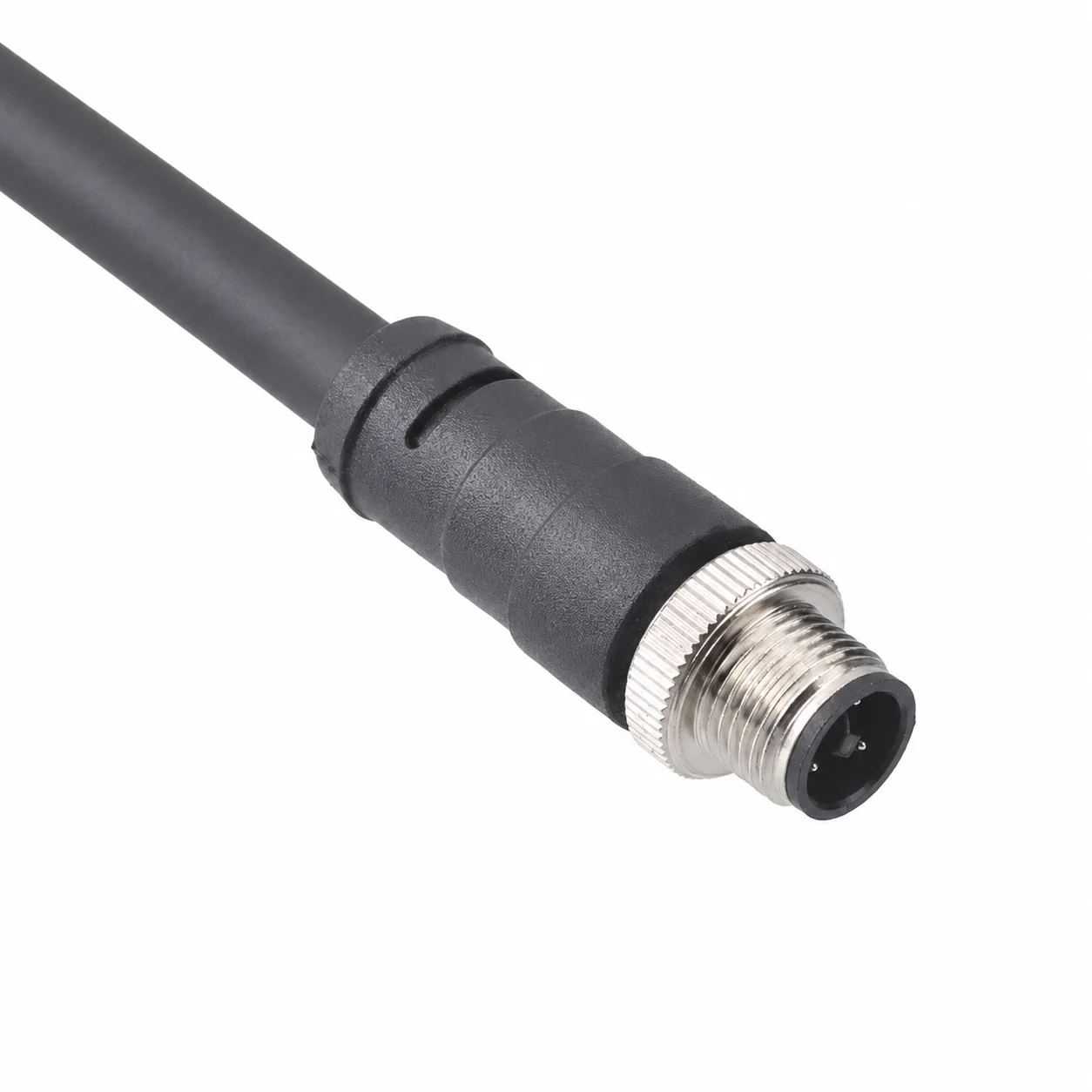 M12 Power Type Straight Male Overmolded Plug