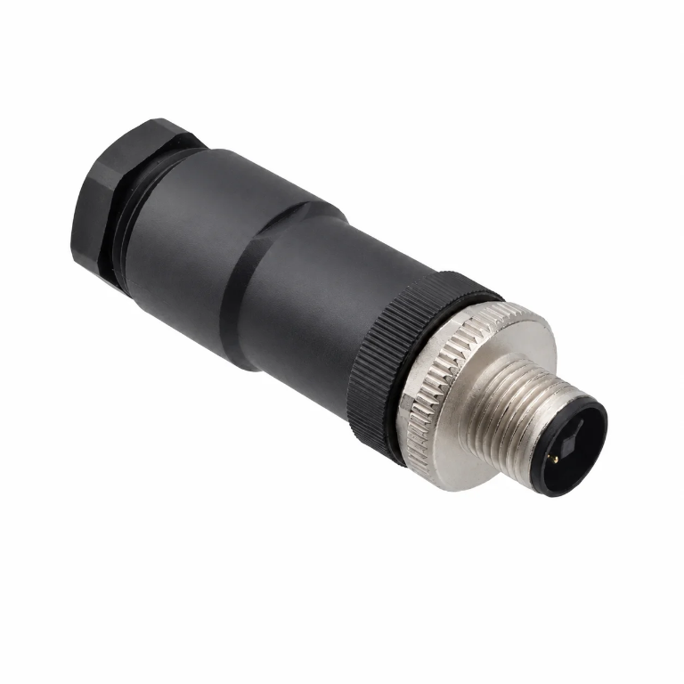 M12 Power Type Straight Male Plastic Assembled Plug – Screw