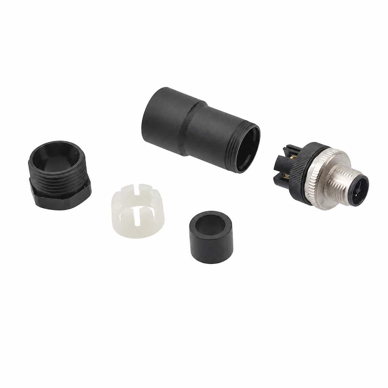 M12 Power Type Straight Male Plastic Assembled Plug – Screw