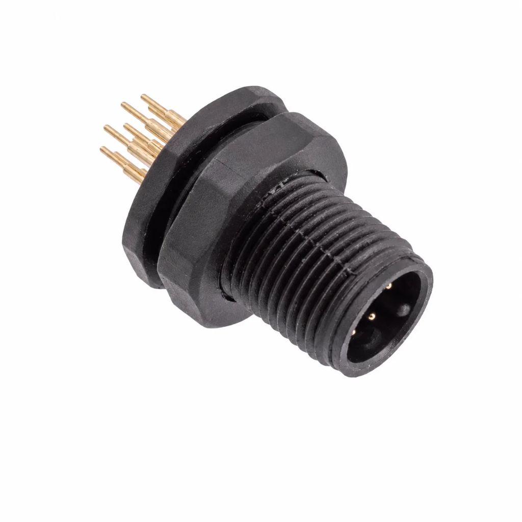 M12 Signal Type Back Mount Male Plastic Socket – PCB M12×1