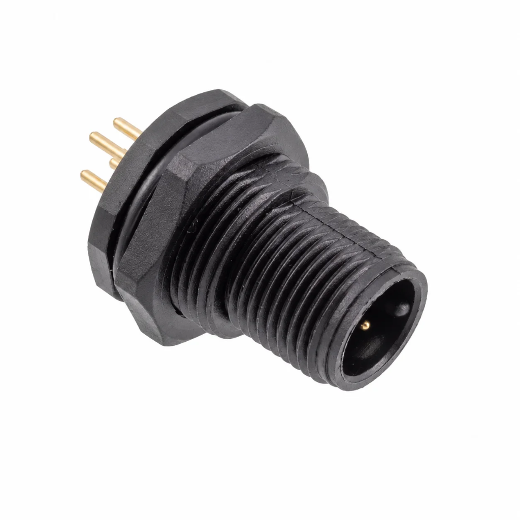 M12 Signal Type Back Mount Male Plastic Socket – PCB M15×1