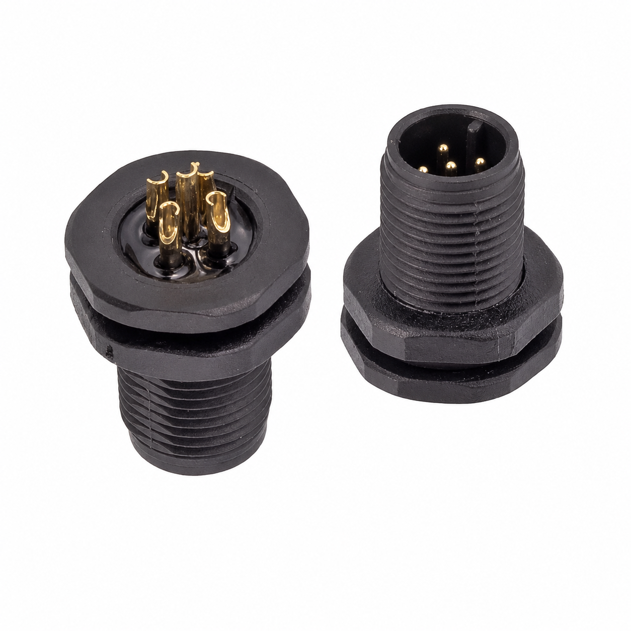 M12 Signal Type Back Mount Male Plastic Socket – Solder M12×1
