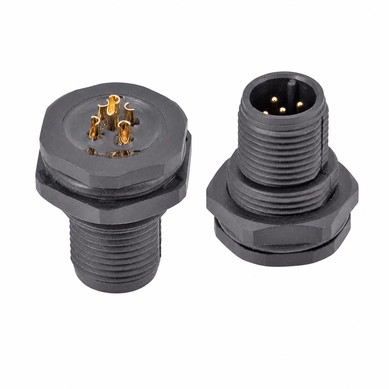 M12 Signal Type Back Mount Male Plastic Socket – Solder M15×1