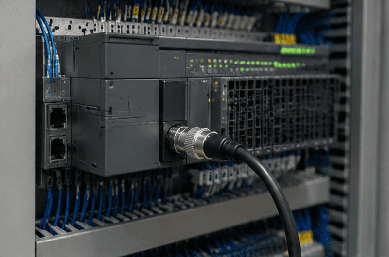 Custom M12 cable used with a machine or control cabinet