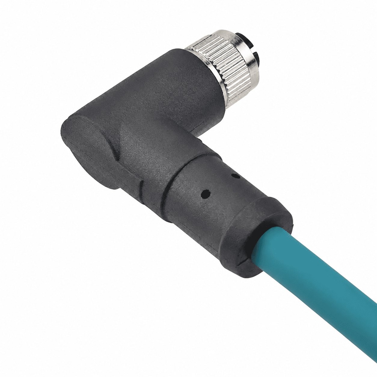M12 Data Type Angled Female Overmolded Plug – Shielded