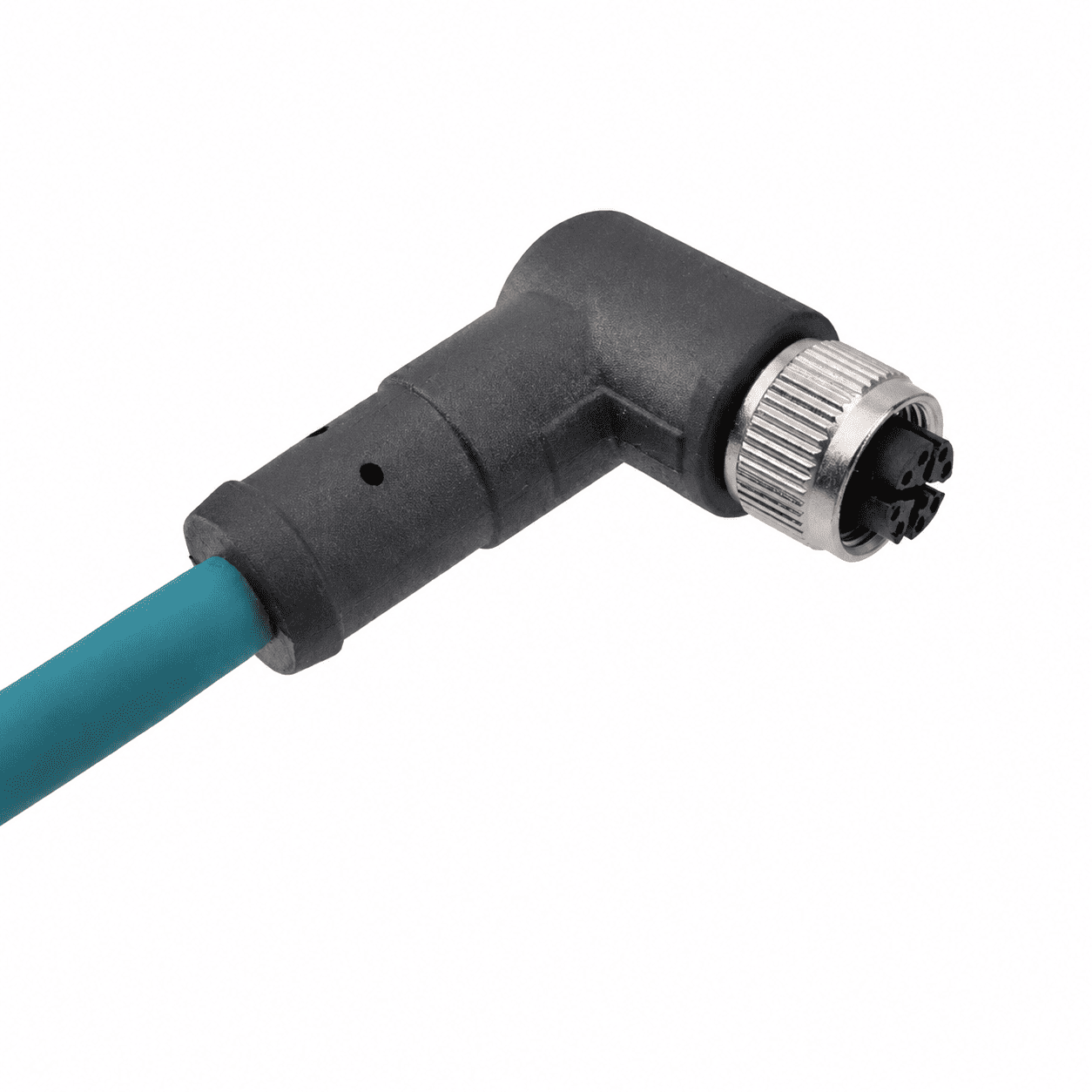 M12 Data Type Angled Female Overmolded Plug – Shielded