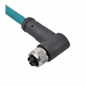 M12 Data Type Angled Female Overmolded Plug – Shielded