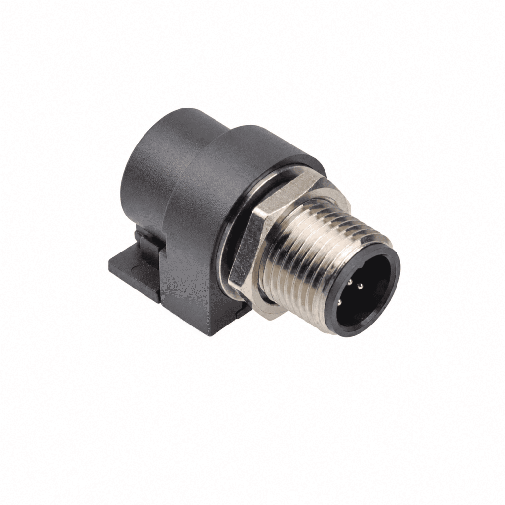 M12 Signal Type Angled Female Back Mount Socket – PCB M12×1 Large Housing