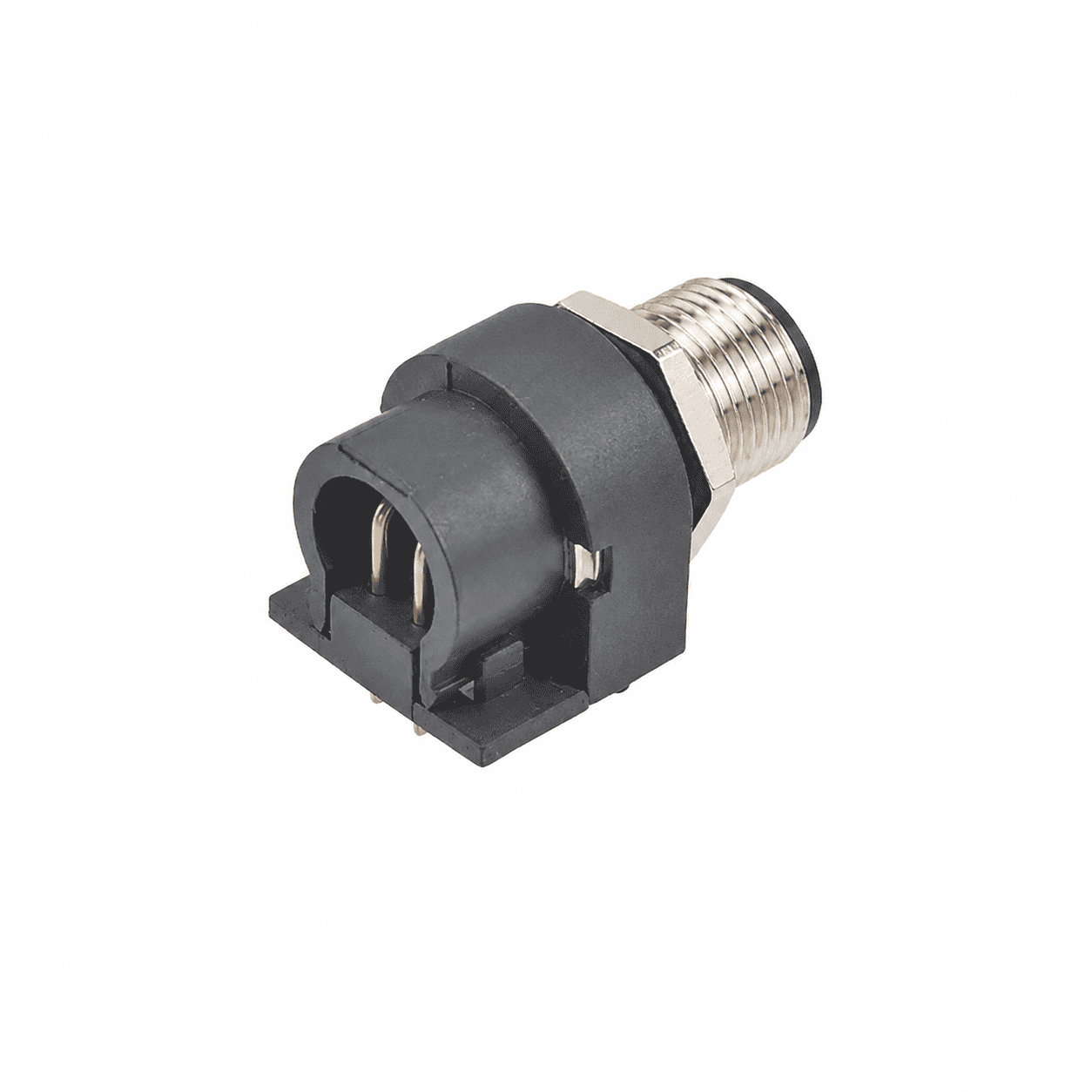 M12 Signal Type Angled Female Back Mount Socket – PCB M12×1 Large Housing
