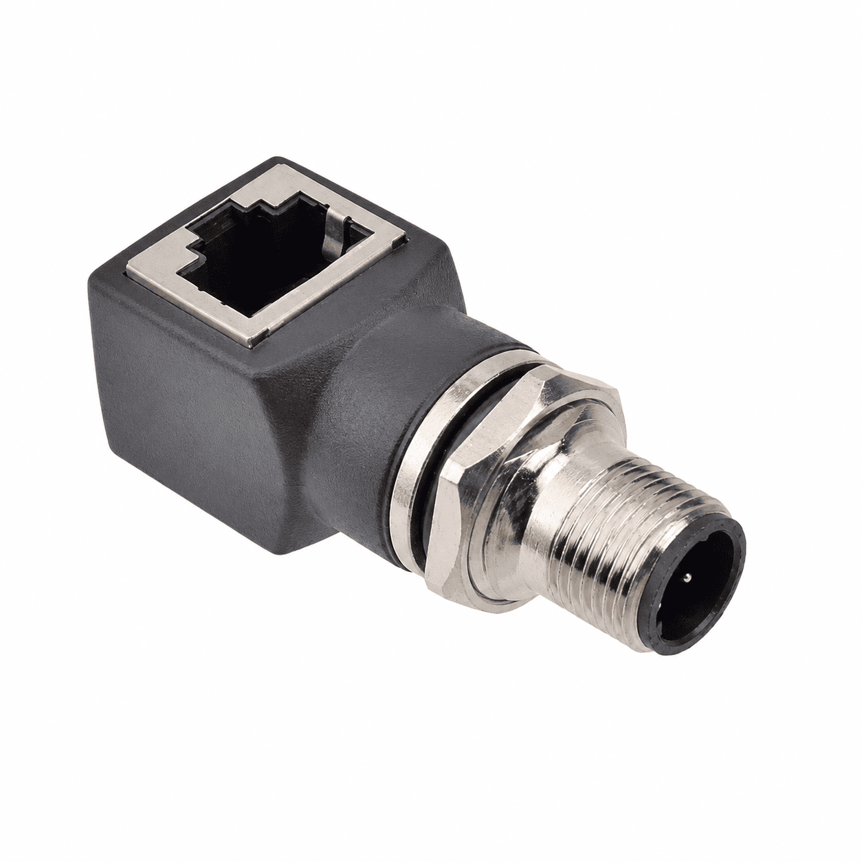 M12 Data Type Angled Male to RJ45 Adapter