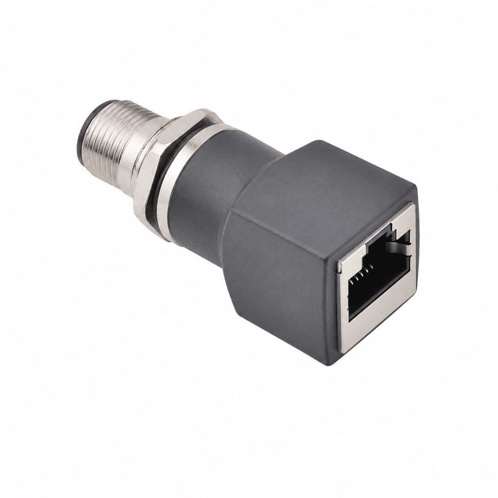 M12 Data Type Angled Male to RJ45 Adapter