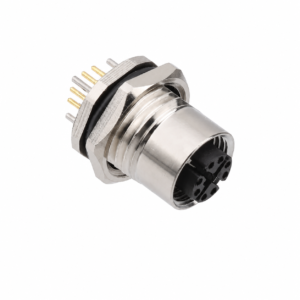 M12 Data Type X-Coded Back Mount Female Metal Socket – PCB M16×1.5