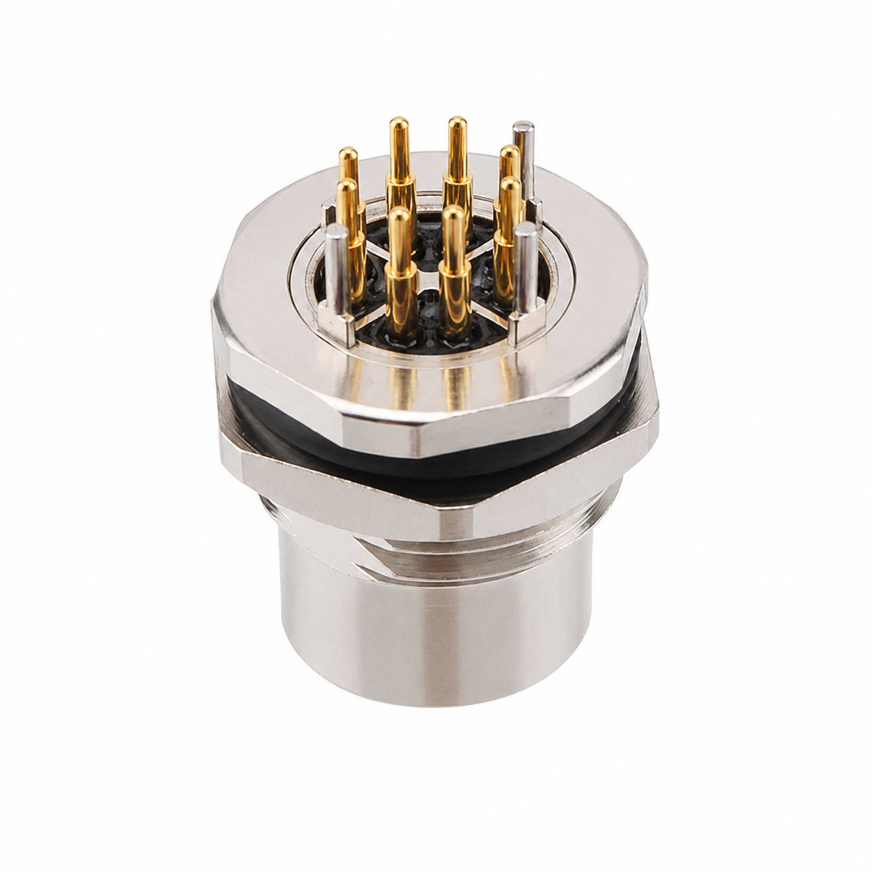 M12 Data Type X-Coded Back Mount Female Metal Socket – PCB M16×1.5