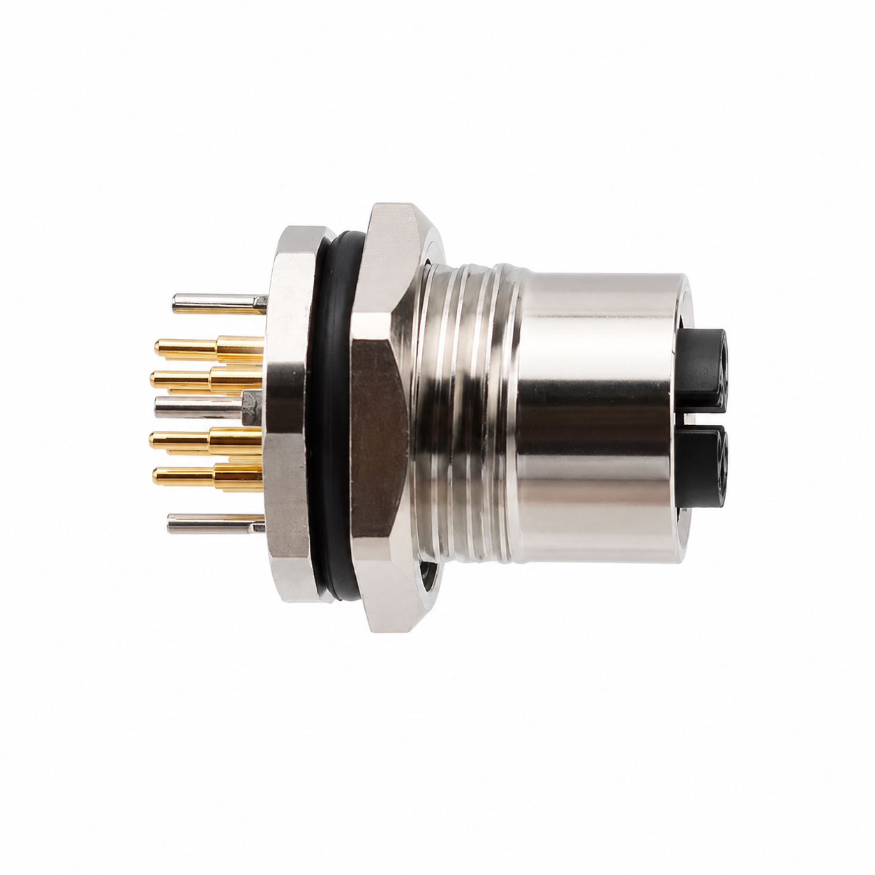 M12 Data Type X-Coded Back Mount Female Metal Socket – PCB M16×1.5