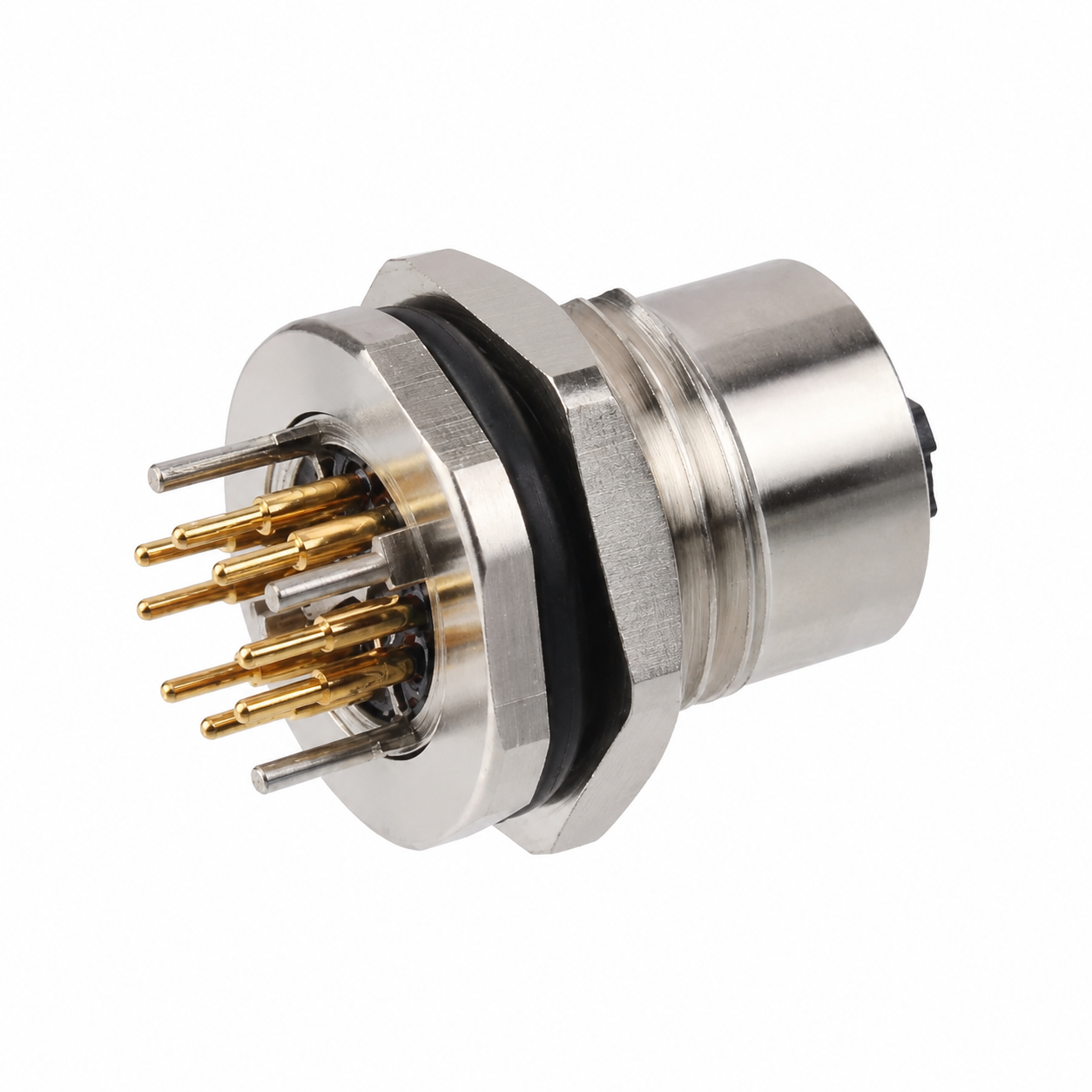 M12 Data Type X-Coded Back Mount Female Metal Socket – PCB M16×1.5