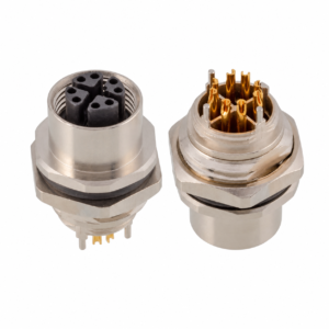 M12 Data Type X-Coded Back Mount Female Metal Socket – Solder M16×1.5
