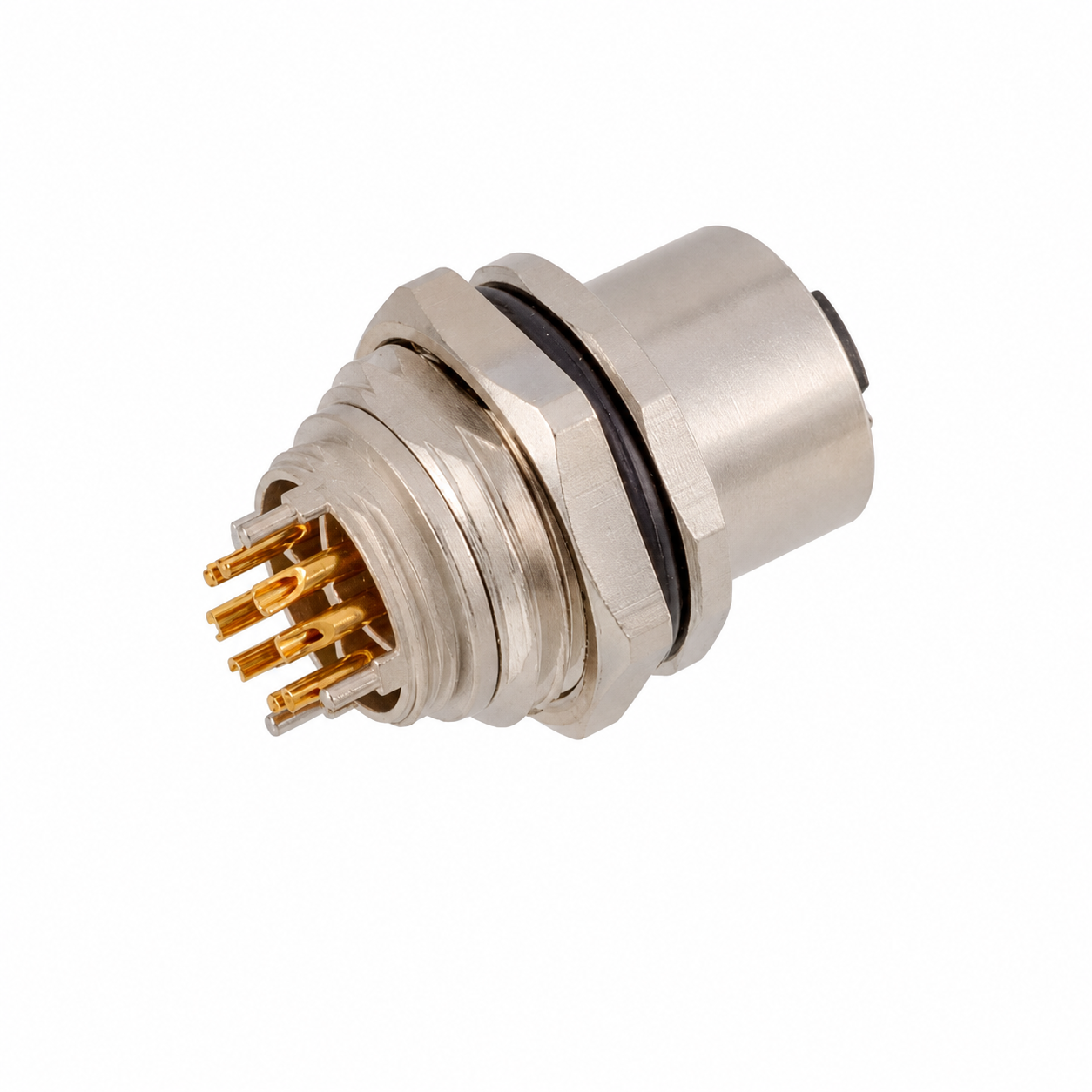 M12 Data Type X-Coded Back Mount Female Metal Socket – Solder M16×1.5