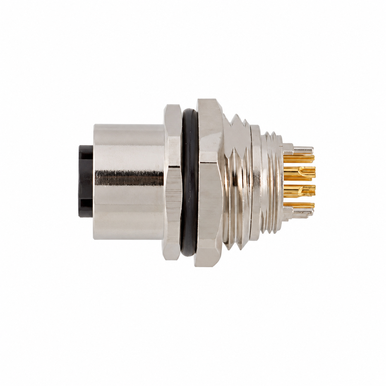 M12 Data Type X-Coded Back Mount Female Metal Socket – Solder M16×1.5