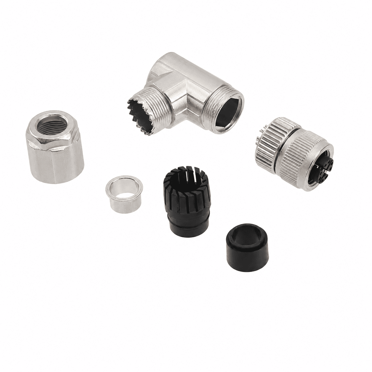 M12 Data Type Angled Female Metal Assembled Plug – Crimp PG9