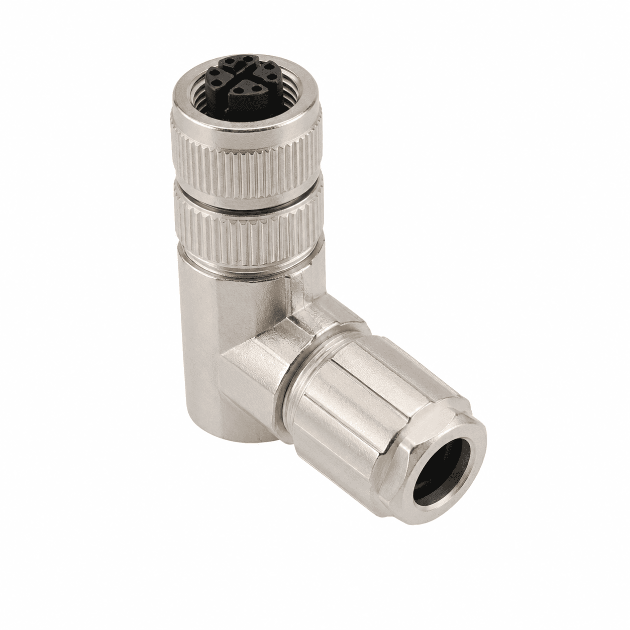 M12 Data Type Angled Female Metal Assembled Plug – Crimp PG9