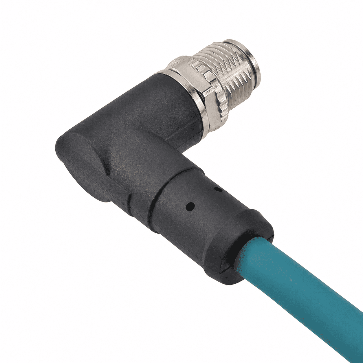 M12 Data Type Angled Male Overmolded Plug – Shielded