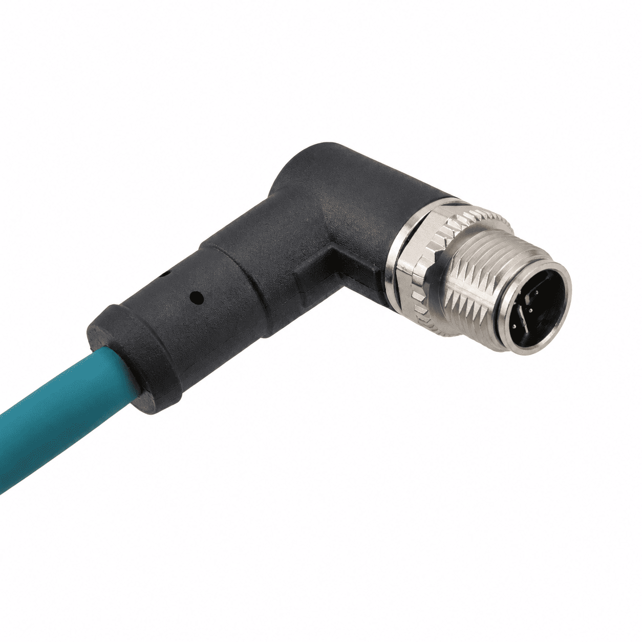 M12 Data Type Angled Male Overmolded Plug – Shielded