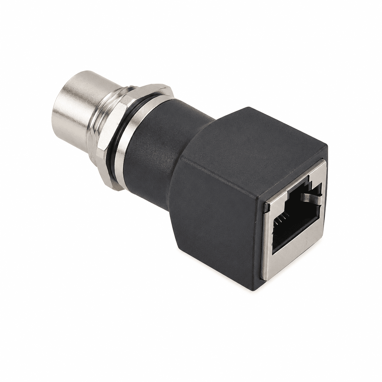 M12 Data Type Straight Female to RJ45 Adapter – 180°