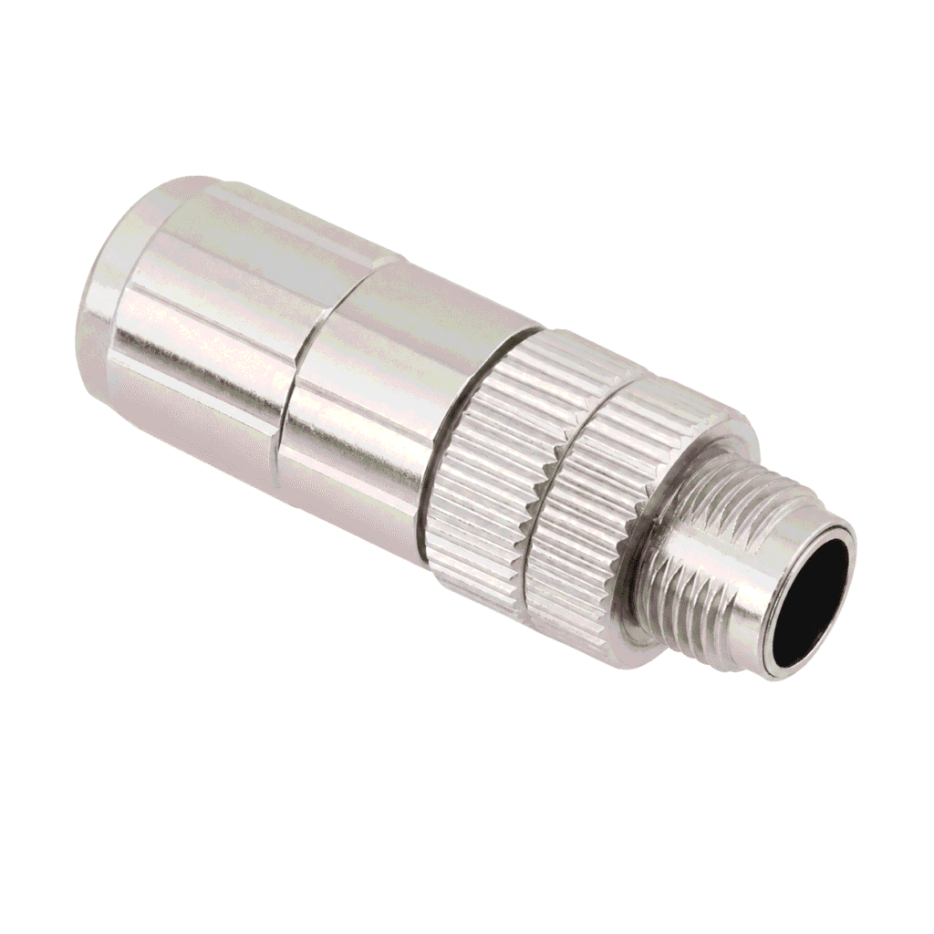 M12 Data Type Straight Male Metal Assembled Plug – Crimp PG9