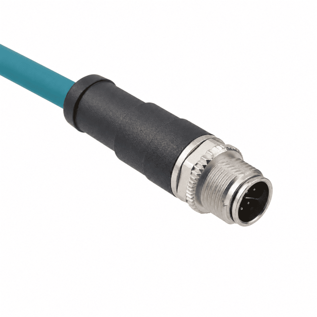 M12 Data Type X-Coded Straight Male Overmolded Plug – Shielded