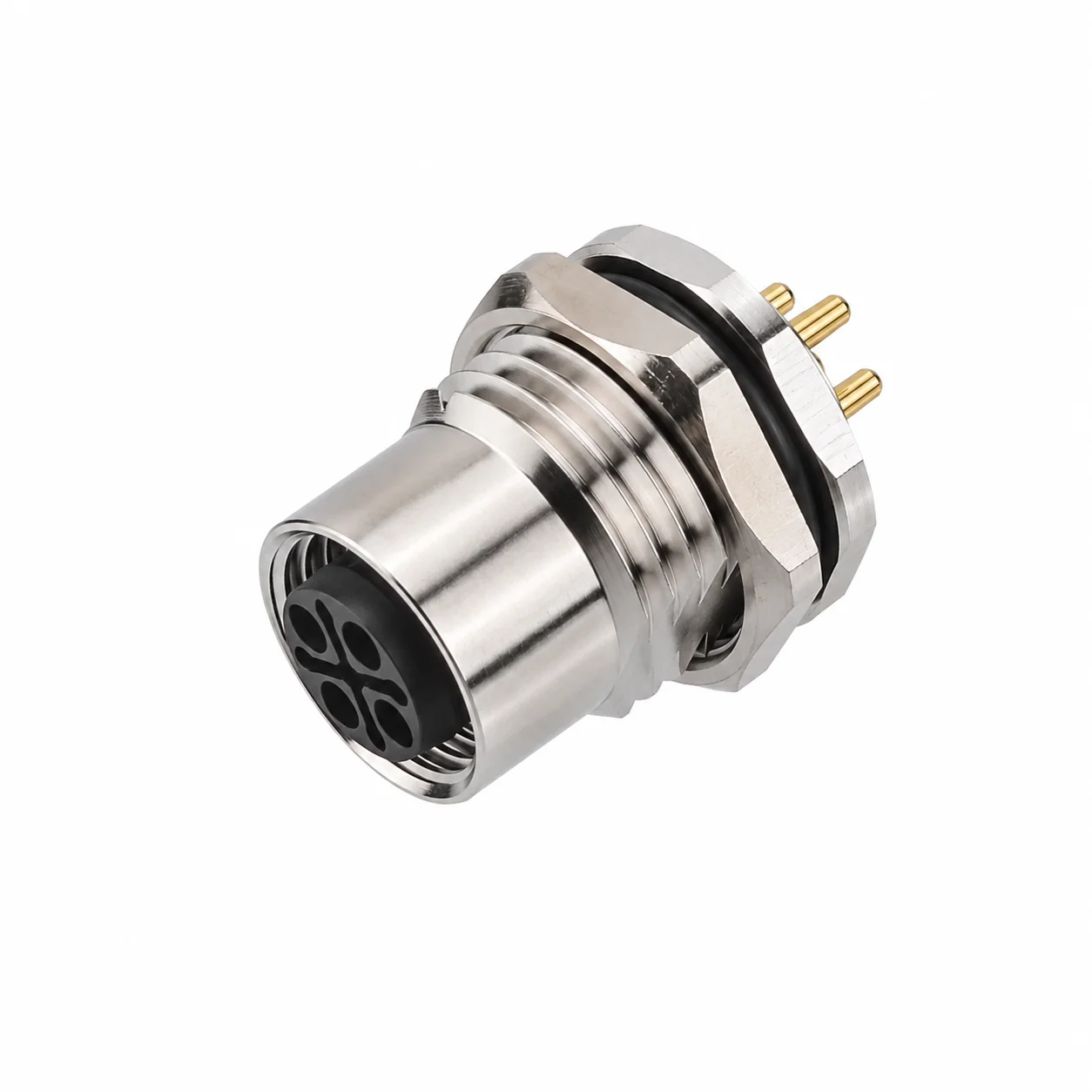 M12 Power Type Back Mount Female Socket – PCB M16×1.5 / PG9