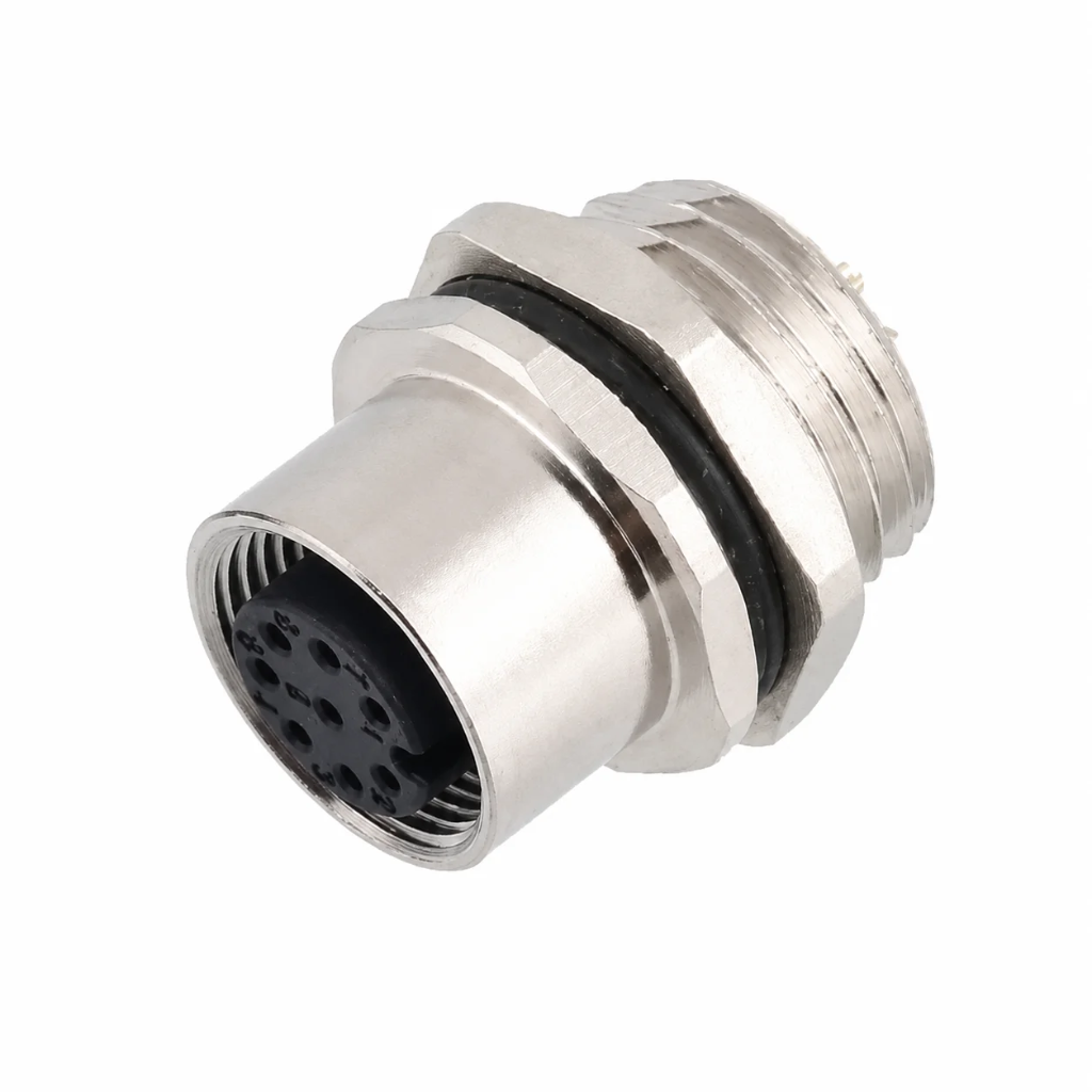 M12 Signal Type Front Mount Female Socket – Solder M16×1.5 / PG9