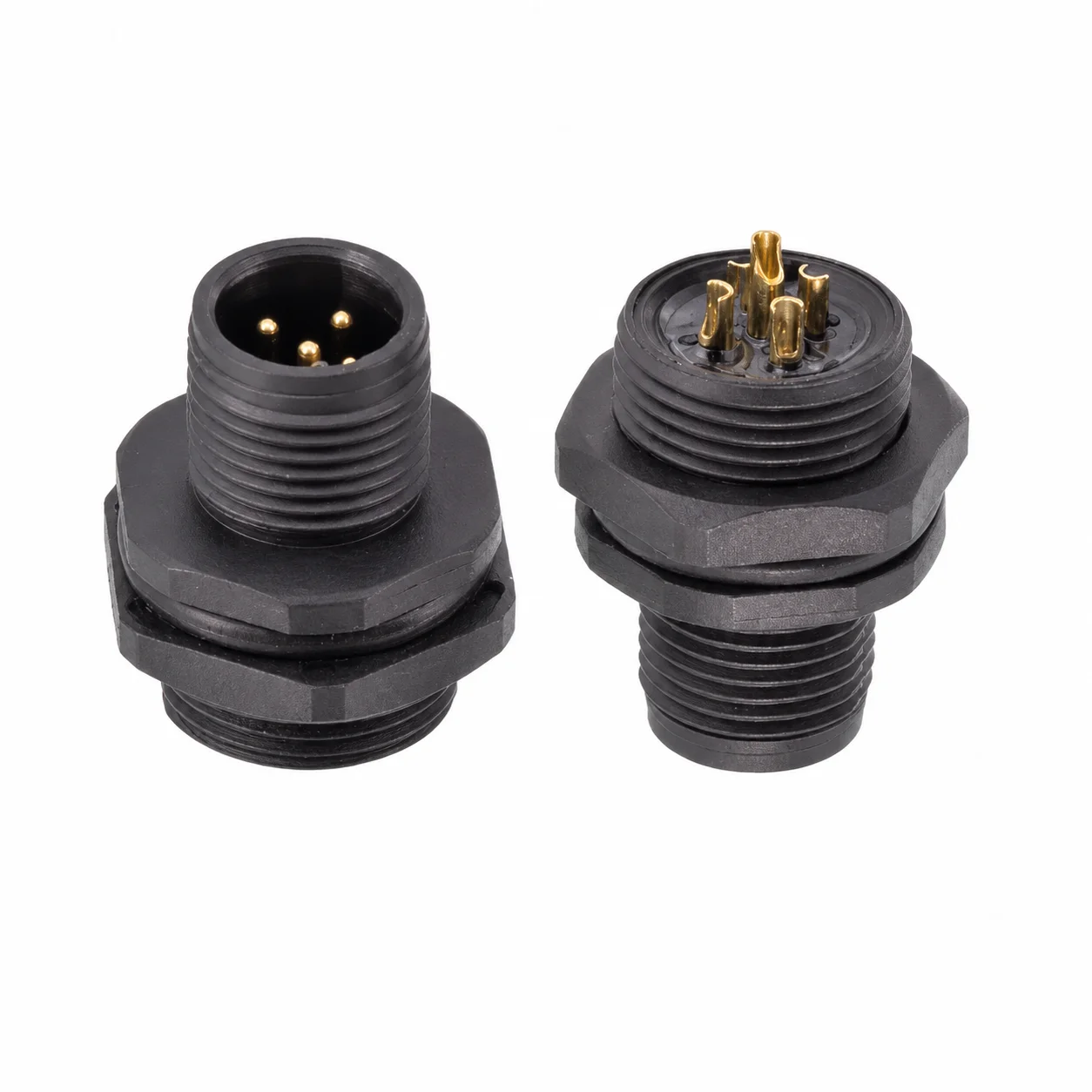 M12 Signal Type Front Mount Male Plastic Socket – Solder M15×1