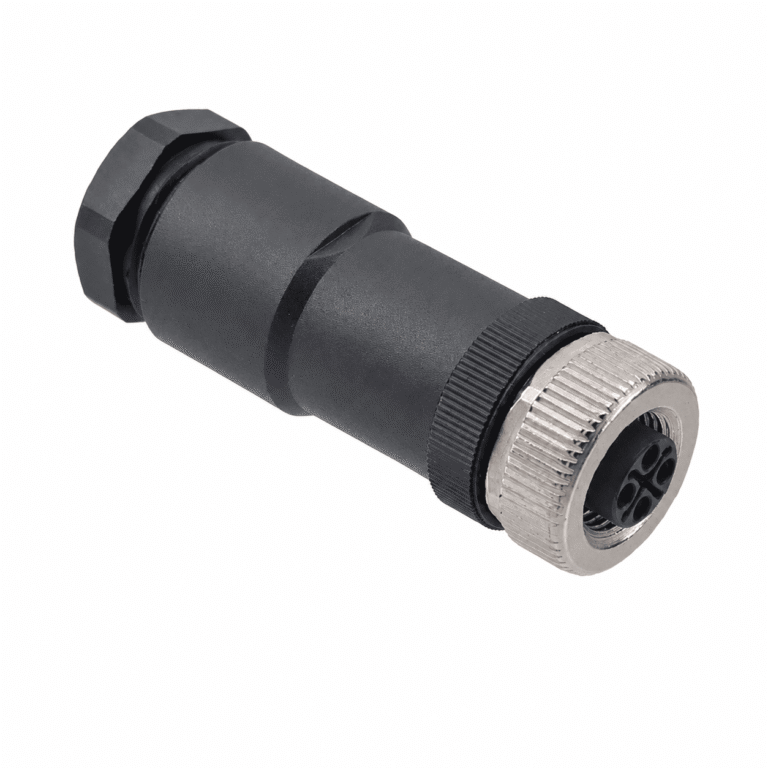 M12 Power Type Straight Female Plastic Assembled Plug – Screw