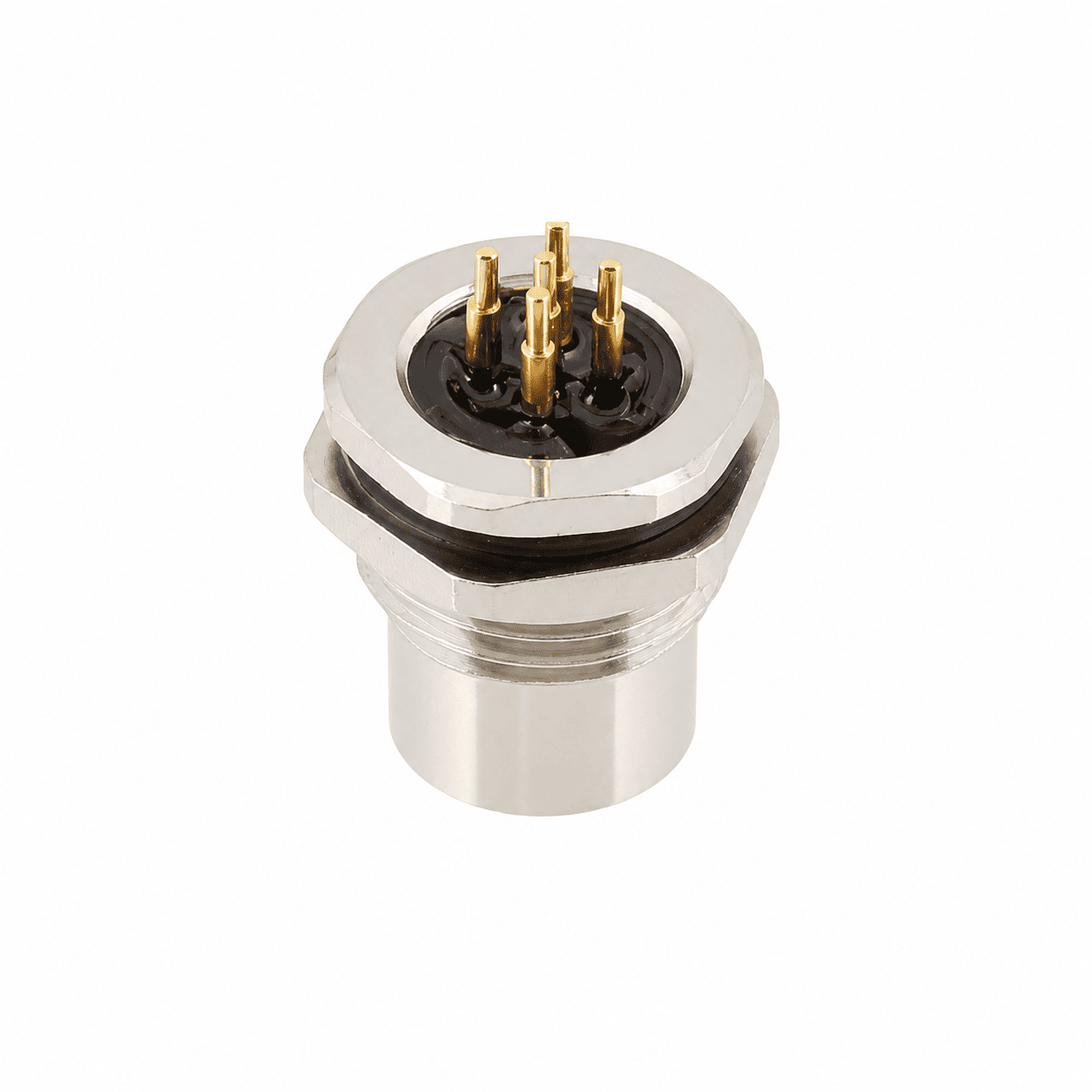 M12 Signal Type Back Mount Female Metal Socket – PCB M16×1.5 / PG9